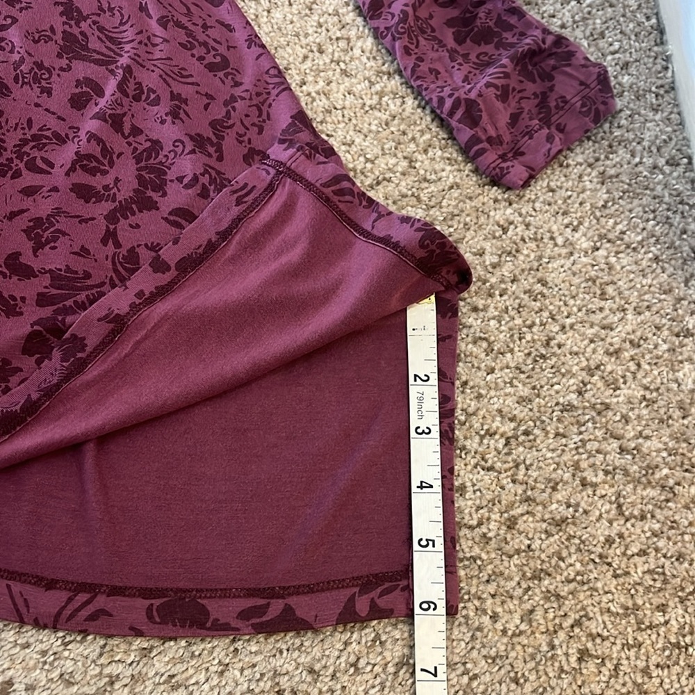 Soft Surroundings Tunic Pullover Top Floral Eggplant purple 6” Side Vs sz XL - Picture 6 of 11